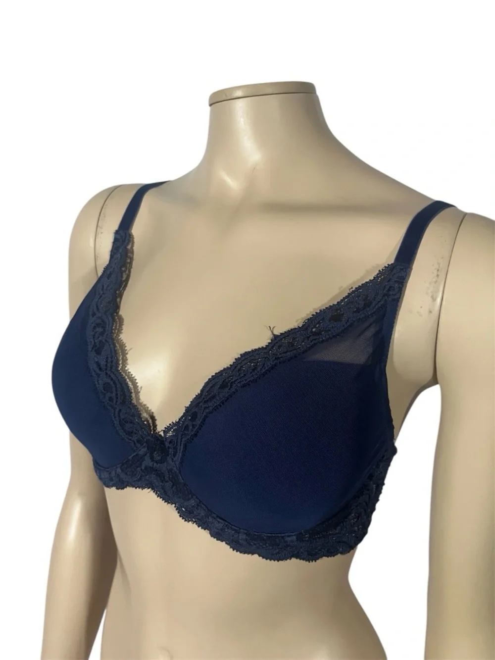 Natori Feather Tshirt Bra Navy Lace Trim Underwire Bra - Women Intimates - Picture 6 of 12